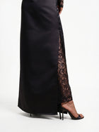 Eterna Black Satin French Lace Wrap Gown