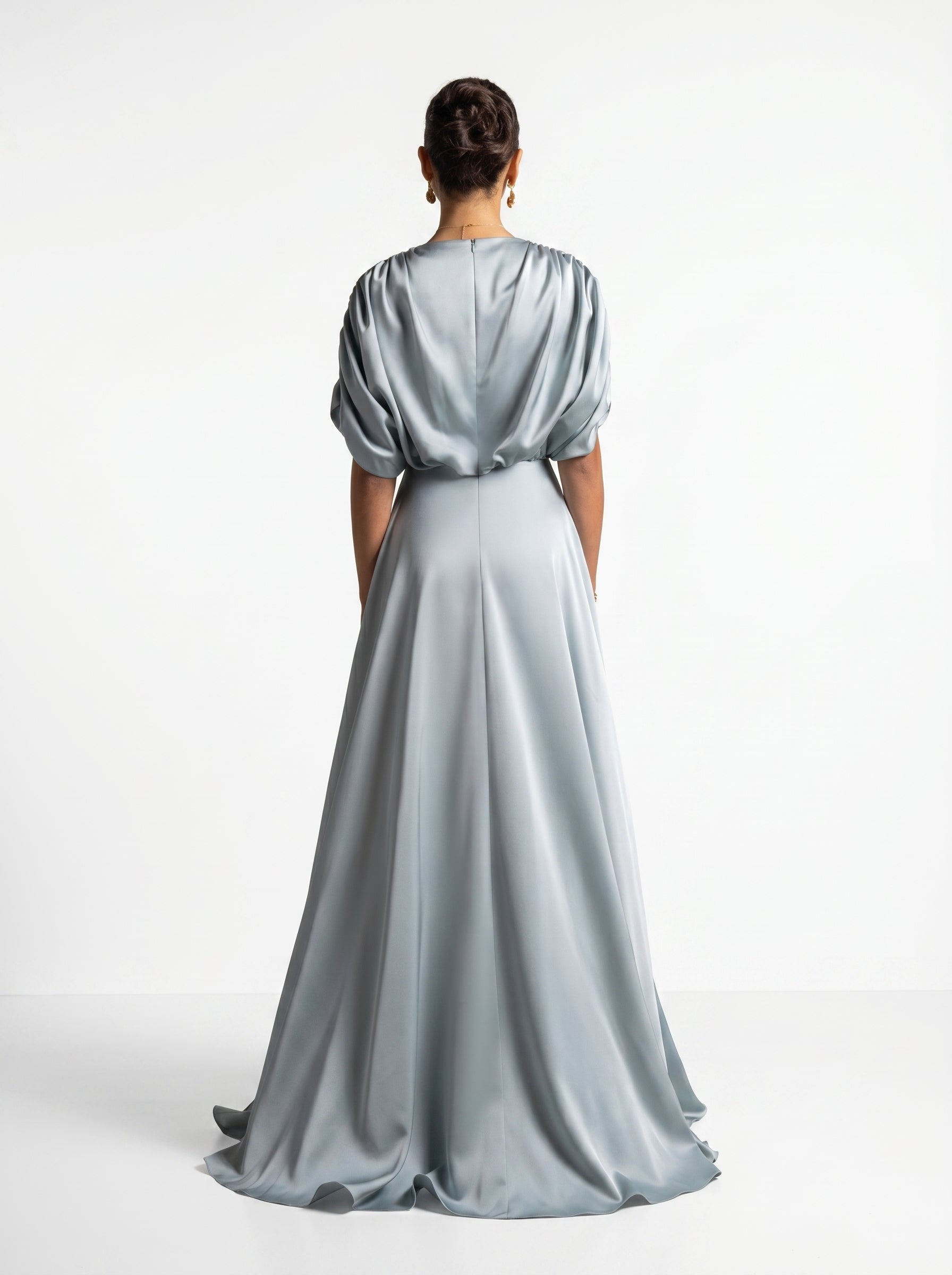 Cyra Sage Green Soft Drape Gown