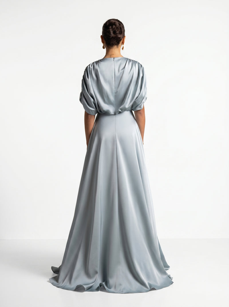Cyra Sage Green Soft Drape Gown