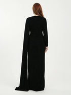 Nia Black Velvet Evening Gown side view by MOOEi — Luxury Evening Wear Dubai