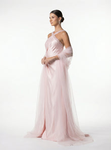 Lily Blush Pink Taffeta Set detail by MOOEi — Luxury Evening Wear Dubai