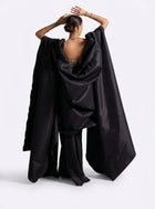 Marguerite Black Beaded Corset Bodice Draped Skirt Couture Gown