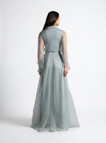 Gilded Sage Green Romantic Layered Gown