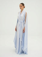 Andrea Ice Blue Pleated Crepe Dress