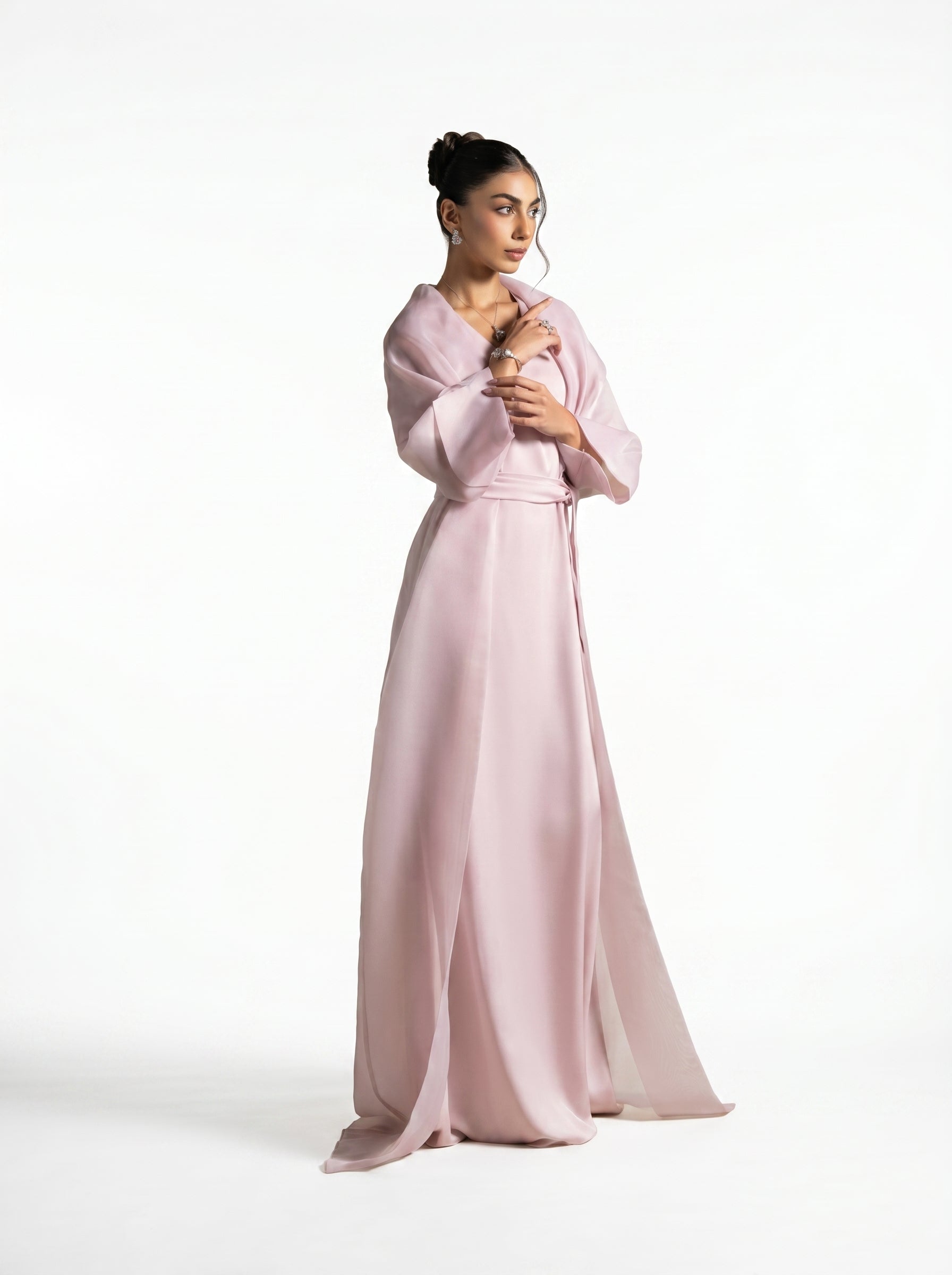Isis Pink Quartz Embellished Fluid Gown Set