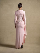 Lady Mooei Dress showcasing the elegant design and intricate embroidery from the Zarina Collection, perfect for luxury evening wear.