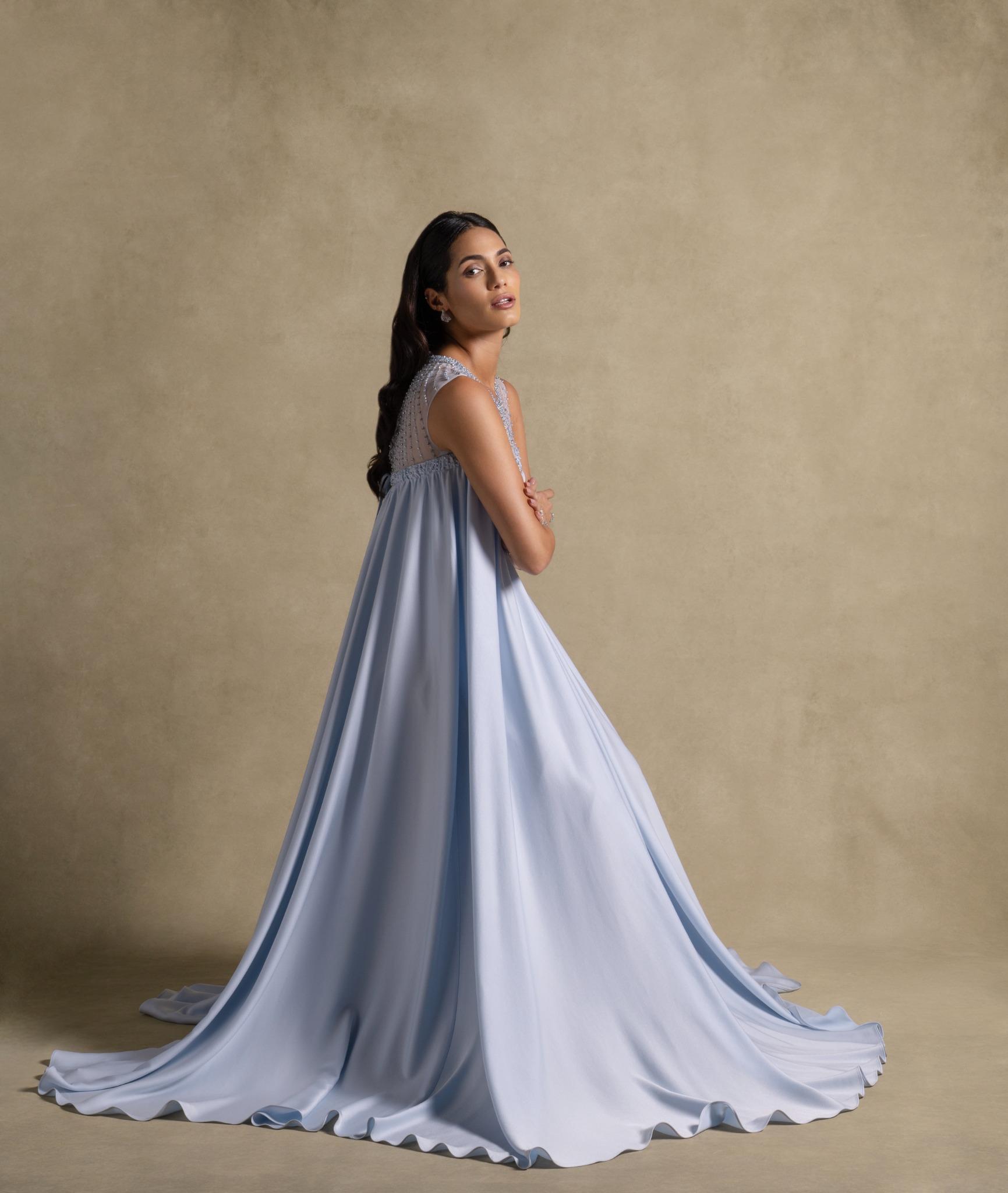 Noor Dress - Elegant Baby Blue Evening Gown | MOOEi