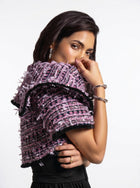 Zyra Black Sweetheart Gown with Structured Tweed Jacket Set