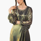Hera Gold Chiffon Cuff Gown back by MOOEi — Luxury Evening Wear Dubai