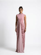 Ladan Pink Quartz Sleeveless Crystal Embellished Gown