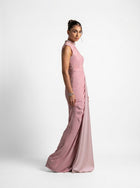 Ladan Pink Quartz Sleeveless Crystal Embellished Gown