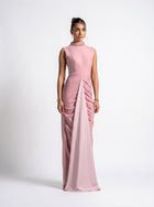 Ladan Pink Quartz Sleeveless Crystal Embellished Gown