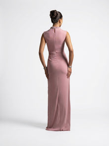 Ladan Pink Quartz Sleeveless Crystal Embellished Gown