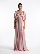 Lara Baby Pink Gathered Embellished Flowing Gown