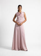 Layana Pink Quartz Cowl Neck Wide Leg Pantsuit
