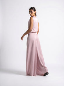 Layana Pink Quartz Cowl Neck Wide Leg Pantsuit