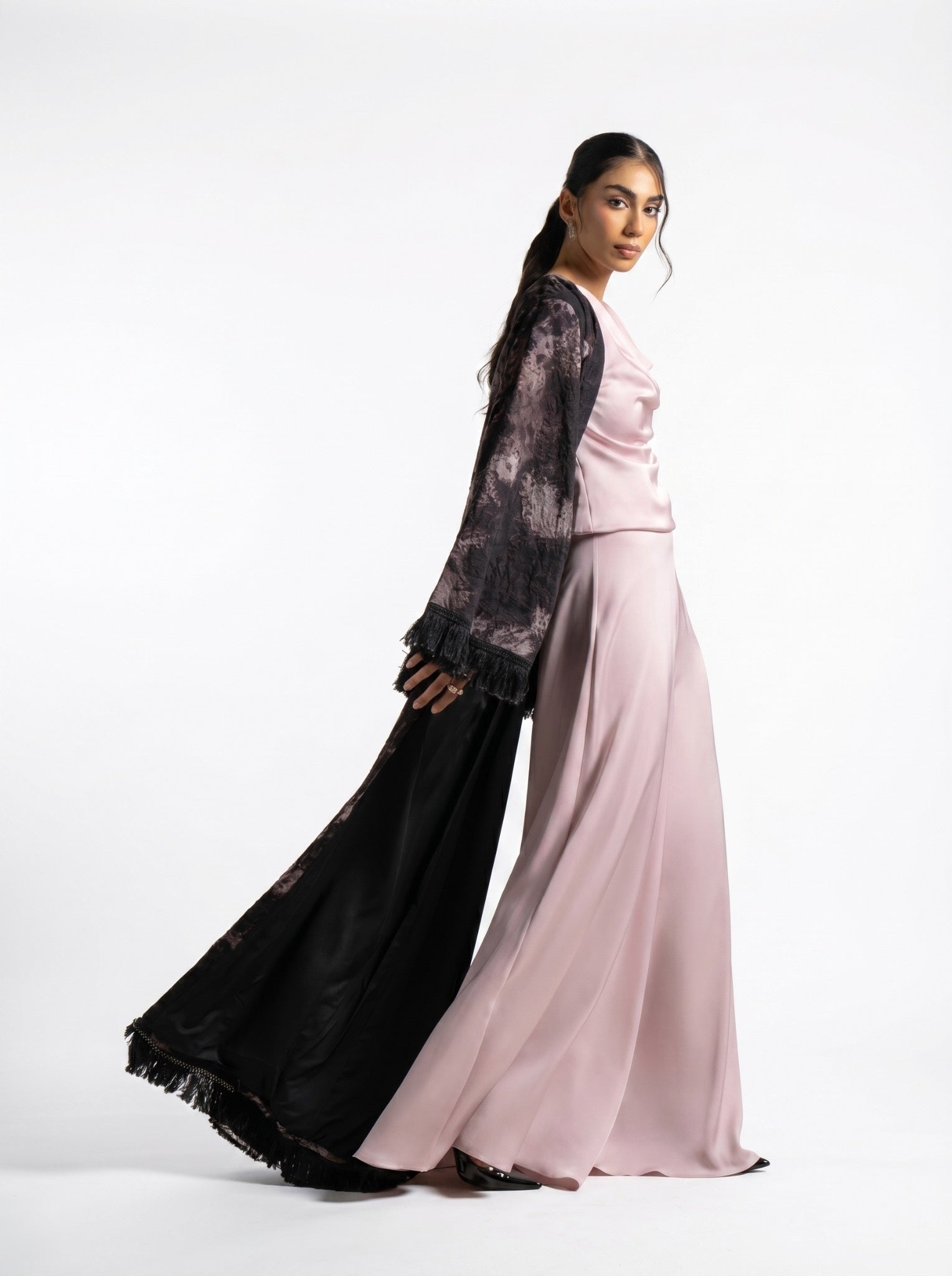 Layana Pink Quartz Cowl Neck Wide Leg Pantsuit