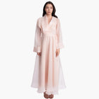 Bella Dress - Azalea Bella Dress from the Esperanza Collection AW24, featuring a full-length A-line organza gown with a wrap-style shawl collar.