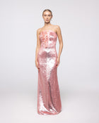 Aphrodite Rose Sequin Strapless Cape Gown, front view | Helen of Troy SS27 | Maison MOOEi