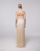 Aurelia Champagne Beaded Fringe Gown, back view | Helen of Troy SS27 | Maison MOOEi