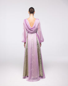 Semele Lilac Chiffon Gold Brocade Gown, back view | Helen of Troy SS27 | Maison MOOEi