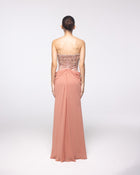Evenstar Terracotta Beaded Strapless Gown, back view | Helen of Troy SS27 | Maison MOOEi