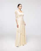 Heiress Champagne Scalloped Lace Gown, front view | Helen of Troy SS27 | Maison MOOEi