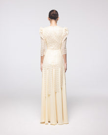 Heiress Champagne Scalloped Lace Gown, front view | Helen of Troy SS27 | Maison MOOEi