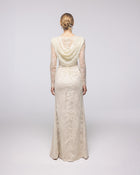 Heirloom Buttercream Floral Lace Cowl Gown, back view | Helen of Troy SS27 | Maison MOOEi