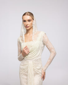 Heirloom Buttercream Floral Lace Cowl Gown, close up detail | Helen of Troy SS27 | Maison MOOEi
