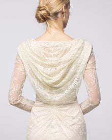 Heirloom Buttercream Floral Lace Cowl Gown, close up detail | Helen of Troy SS27 | Maison MOOEi
