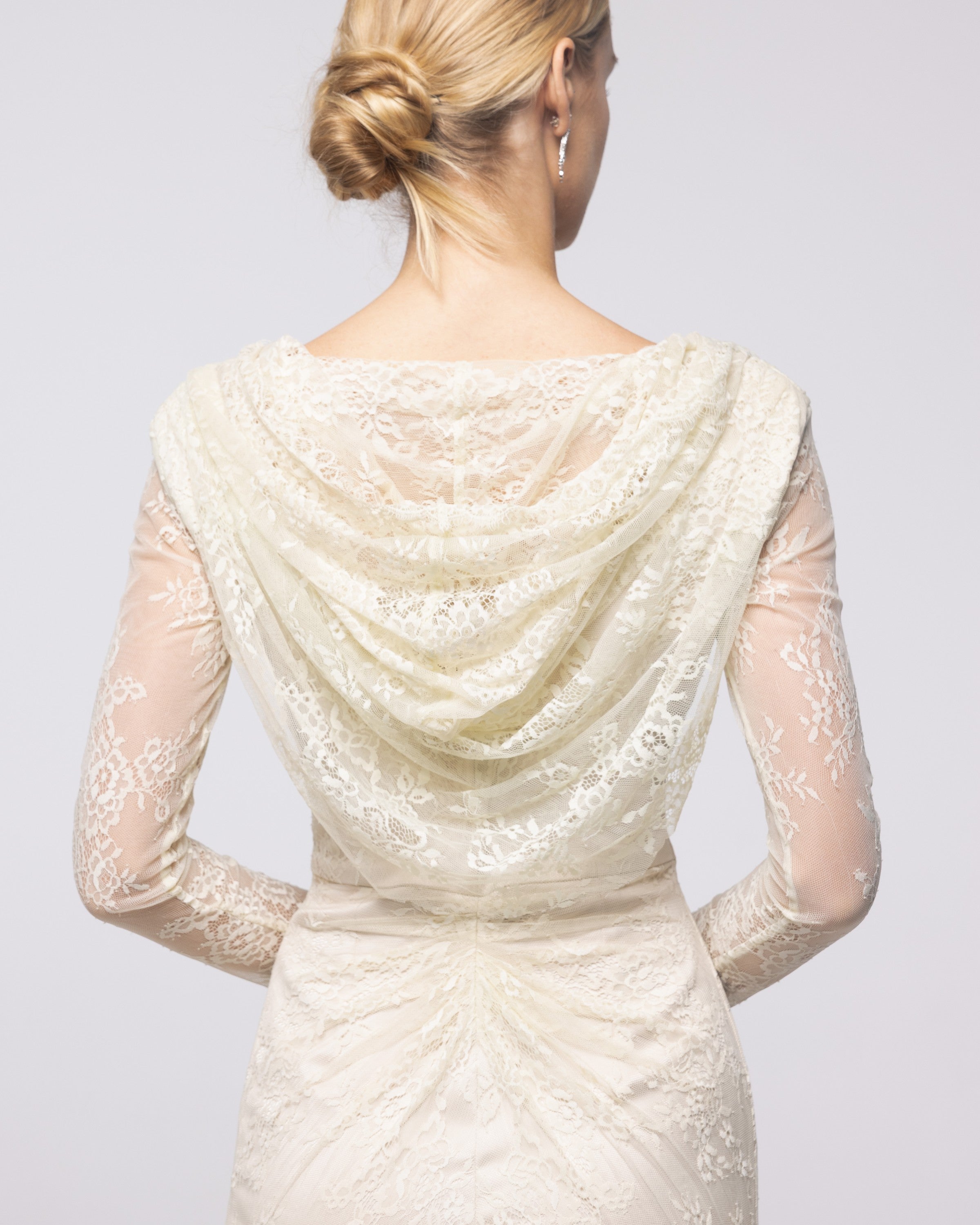 Heirloom Buttercream Floral Lace Cowl Gown, close up detail | Helen of Troy SS27 | Maison MOOEi