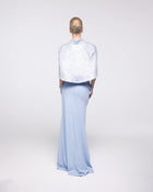 Horizon Powder Blue Strapless Gown with Capelet, back view | Helen of Troy SS27 | Maison MOOEi