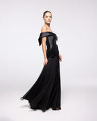 Imperia Black Off Shoulder Peplum Gown, front view | Helen of Troy SS27 | Maison MOOEi