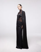 Cassiopeia Black Lace High Neck Cape Gown, front view | Helen of Troy SS27 | Maison MOOEi