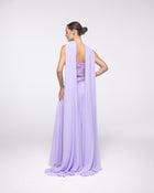 Calliope Lavender Ruched Embroidered Gown, back view | Helen of Troy SS27 | Maison MOOEi