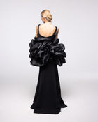 Sovereign Black Beaded Organza Stole Gown, back view | Helen of Troy SS27 | Maison MOOEi