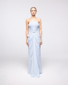 Thalassa Powder Blue Strapless Corset Gown, front view | Helen of Troy SS27 | Maison MOOEi