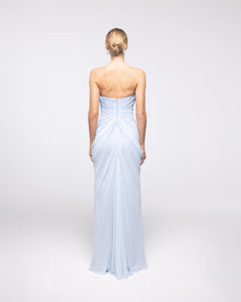 Thalassa Powder Blue Strapless Corset Gown, back view | Helen of Troy SS27 | Maison MOOEi
