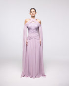 Ariadne Lavender Chiffon Halter Cape Gown, front view | Helen of Troy SS27 | Maison MOOEi