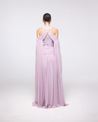 Ariadne Lavender Chiffon Halter Cape Gown, back view | Helen of Troy SS27 | Maison MOOEi