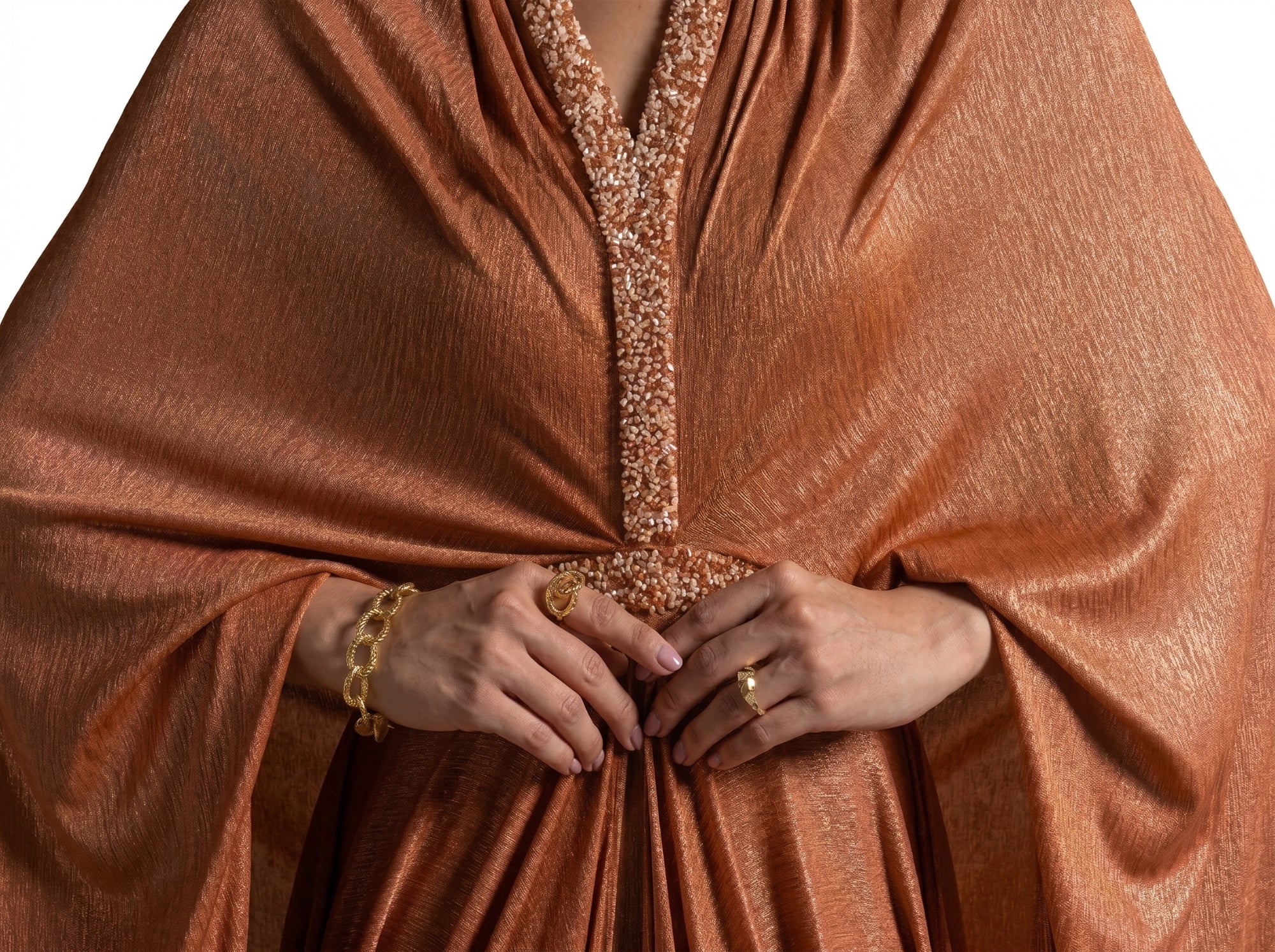 Moon Tangerine Kaftan Wide Sleeve Gown Set