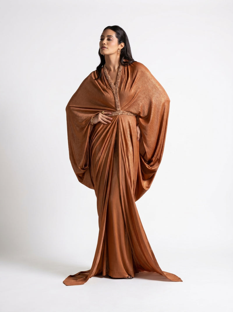 Moon Tangerine Kaftan Wide Sleeve Gown Set