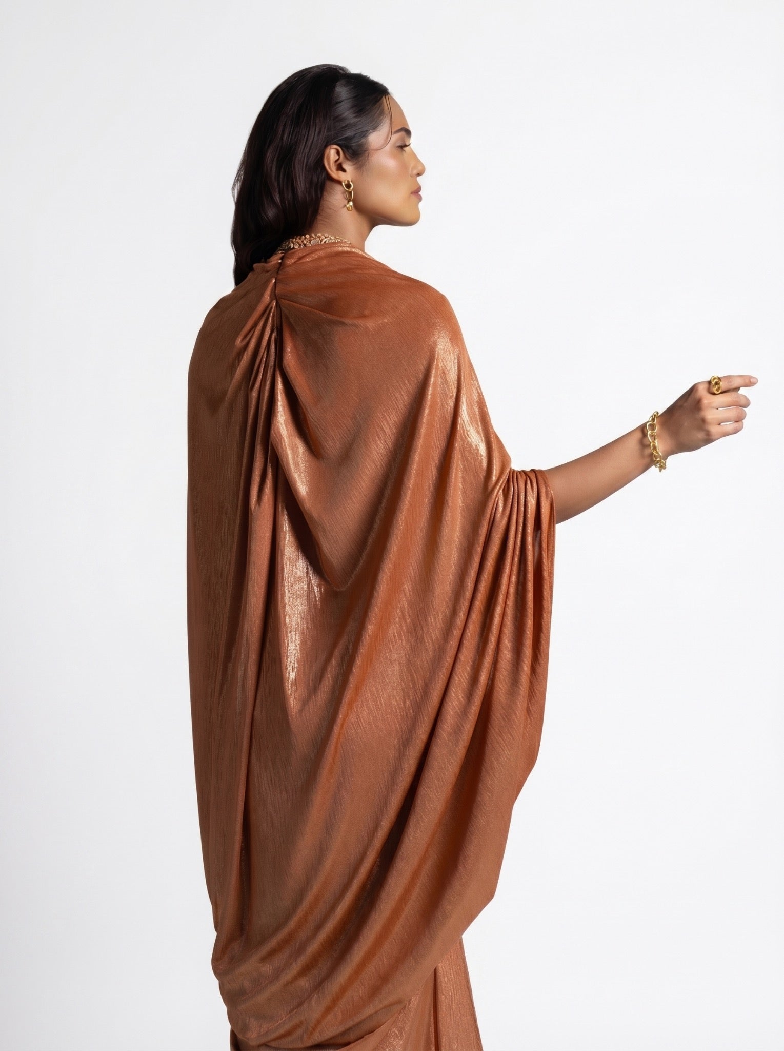 Moon Tangerine Kaftan Wide Sleeve Gown Set