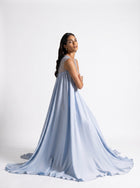 Noor Baby Blue Sheer Embroidered Free Flowing Gown