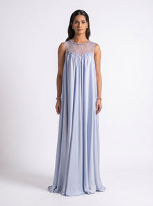 Noor Baby Blue Sheer Embroidered Free Flowing Gown