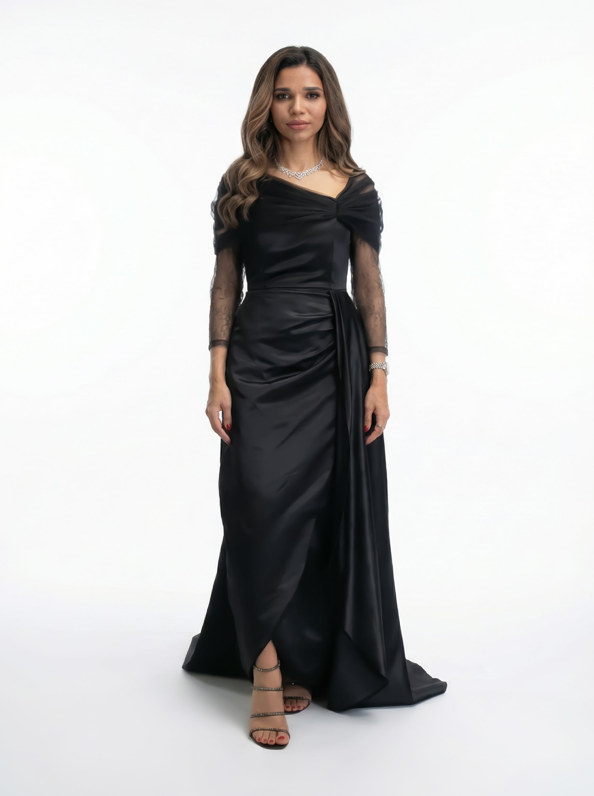 safiyaa dresses Safiyaa Black Refined Statement Evening Gown